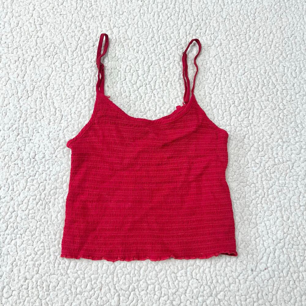 Brandy Melville John Galt Ally Red Smocked Crop Tank Top